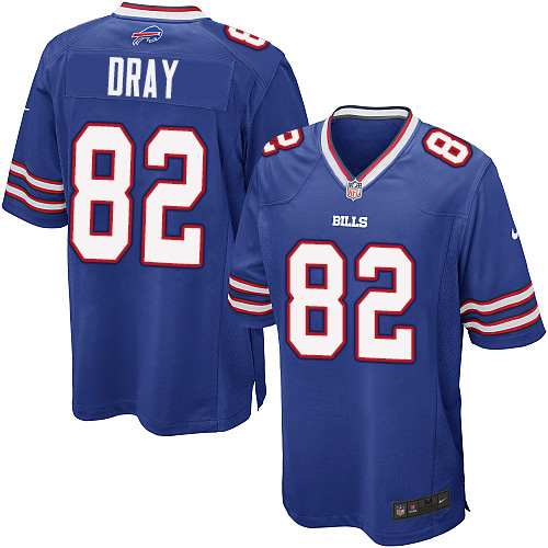 Men's Game Jim Dray Nike Jersey Royal Blue Home - #82 NFL Buffalo Bills